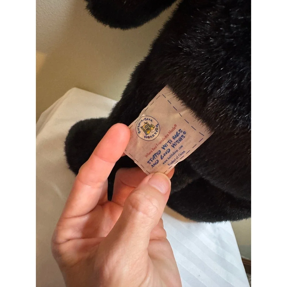 Build-A-Bear Workshop Black Teddy Bear Plush Stuffed Animal 17 inch Tan Accents
